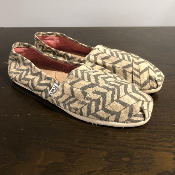 TOMS Zigzag Zebra Hemp Slip-On Espadrille Casual Shoes Size 10 - Picture 2 of 7